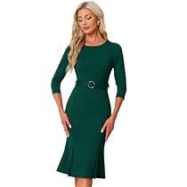 Dresses Dark Green, Sheath Dresses, Office Wear Women, High Fashion Outfits, Fishtail Dress, Elegant Office, Belt Design, Tailored Dress, Work Dress