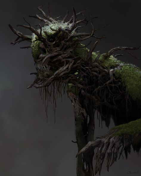 Creepy Tree Art, Eldritch Tree, Forest Monster Concept Art, Tree Monster Concept Art, Forest Monster Art, Root Monster, Vine Monster, Plant Horror, Nature Monster