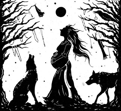 From stories both new and old... Wolf Goddess, Fire Goddess, Baba Jaga, Arte Folk, Sacred Feminine, Desenho Tattoo, Witch Art, Wild Woman, Foto Art