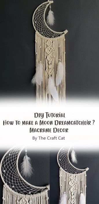 Moon Dreamcatcher Free Macrame Tutorial - Carolinamontoni.com Rope Dream Catcher, Macrame Dream Catcher Pattern, Moon Macrame Diy, Macrame Dream Catcher Diy Tutorials, Macrame Dream Catcher Diy, Moon Shaped Dream Catcher, Macrame Moon Dream Catcher, Dream Catcher Bedroom, Dreamcatcher Macrame