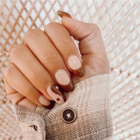 33 Best Yin Yang Nail Ideas : Understated Nails, Nails Yin And Yang, Yin And Yang Nails, Nail Ideas Brown, Ying Yang Nails, Yin Yang Nails, Pride Nails, Negative Space Nail Art, Brown French