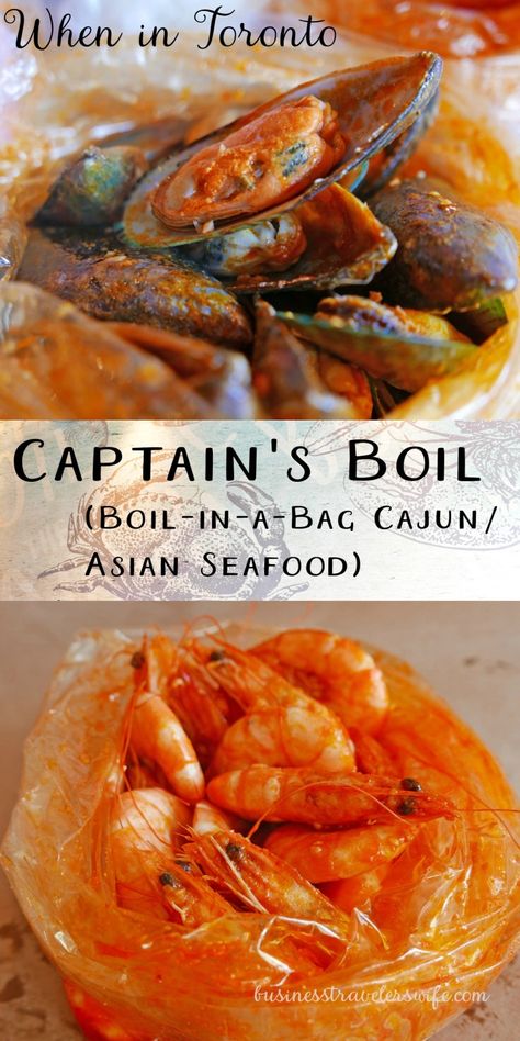 When in Toronto: The Captain's Boil (Boil-in-a-Bag Cajun/Asian Seafood) Seafood Boil Recipes Cajun, Toronto Summer, Cajun Seafood Boil, Boil Recipes, Asian Seafood, Seafood Boil Party, Cajun Shrimp Recipes, Cajun Seafood, Seafood Boil Recipes