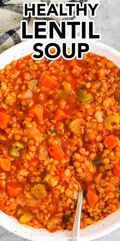 This lentil soup recipe is easy, healthy and simple. Perfect for an easy dinner or lunches throughout the week. Lentil Soup Recipe Healthy, Healthy Lentil Soup, Easy Healthy Soup, Red Lentil Soup Recipe, Lentil Soup Recipe, Veg Soup, Motherhood Tips, Lentil Soup Recipes, Red Lentil Soup