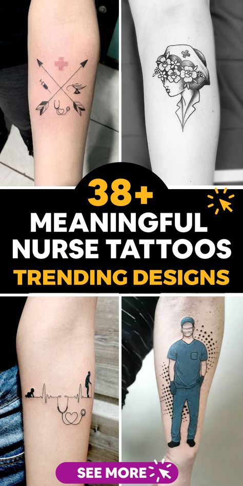 💉 Symbolize your dedication and compassion as a nurse with tattoos that hold profound meanings and tell a heartfelt story. Choose designs that resonate with your journey in healthcare, such as a nursing cap or a symbol of unity among healthcare workers. Let your body art speak volumes about your commitment to healing and caring. #NurseTattooSymbols #HealthcareHeroes #InspirationalInk Nurse Cap Tattoo, Nurse Practitioner Tattoo, Healthcare Tattoo, Stethoscope Tattoo, Ekg Tattoo, Lamp Tattoo, Nurse Tattoo, Medical Tattoo, Ribcage Tattoo