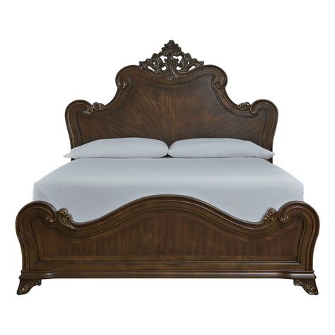 Clearance Bedding, New Classic Furniture, Cherry Brown, Bed Wood, Queen Panel Beds, Acanthus Leaves, Traditional Bed, King Bedroom Sets, Beds And Headboards