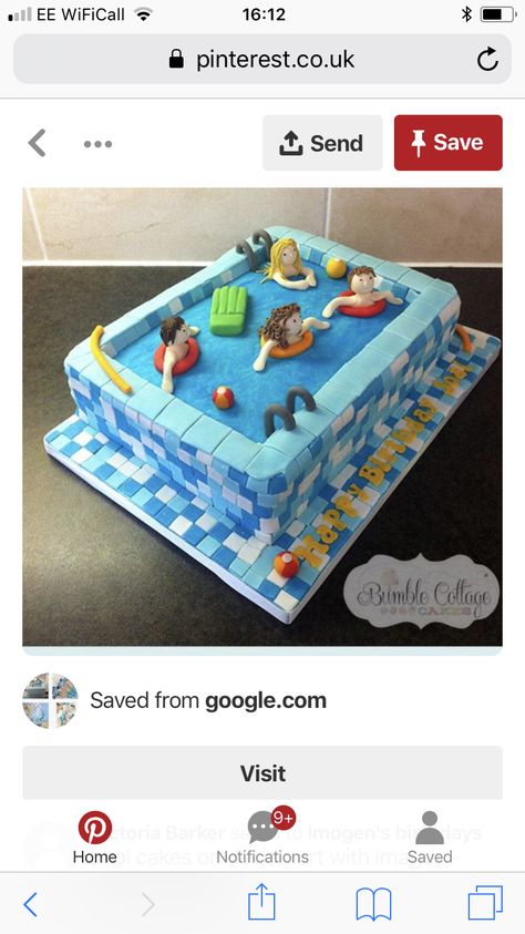 Swimming Cake Ideas, Pool Cake Ideas, Swimming Cake Birthdays, Swimming Pool Cakes, Cake Swimming Pool, Pool Cake, Cake Ideas, Birthday Cake, Pool