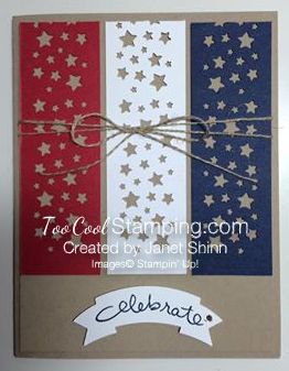 Janet - patriotic card                                                                                                                                                     More Patriotic Cards, Military Cards, Two Cool, Star Cards, Punch Cards, Stamping Up Cards, Card Layout, Card Sketches, Card Tags