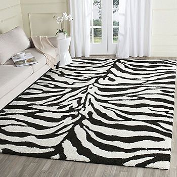 Safavieh Shag Collection Lennox Animal Area Rug, Color: Ivory Black - JCPenney Zebra Print Rug, Zebra Design, Rug Size Guide, Black Area Rugs, Ivory Rug, Black Rug, Floor Decor, Outdoor Area Rugs, Online Home Decor Stores