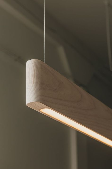 Matthew McCormick Studio Line Light Pendant Custom Light Fixtures, Modern Lighting Design, Wooden Light, Line Light, Artistic Installation, Lighting Design Interior, Wooden Lamp, Wood Lamps, Custom Lighting