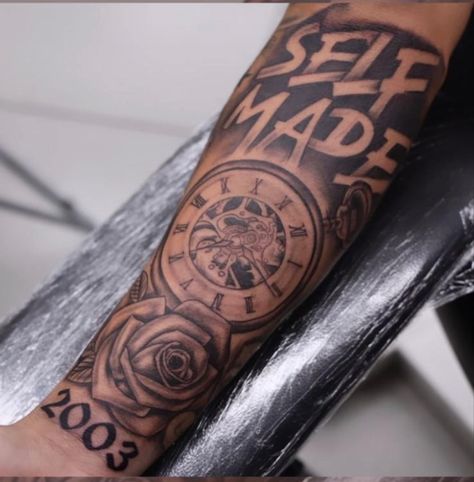 Hood Tattoos For Men Forearm, Self Made Forearm Tattoo Men, Chosen 1 Tattoo Men Forearm, Chosen One Tattoo Men Forearm, Self Actualization Tattoo, Starter Sleeve Tattoo For Men, Selfmade Tattoos For Men, Rare Forearm Tattoos Men, Deep Meaning Tattoos For Men Forearm