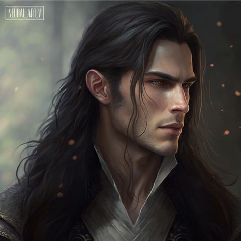 Character Art Male, Neural Art, Art Male, Sarah J Maas Books, Digital Portrait Art, A Court Of Mist And Fury, Fantasy Male, Long Black Hair, Look At The Stars