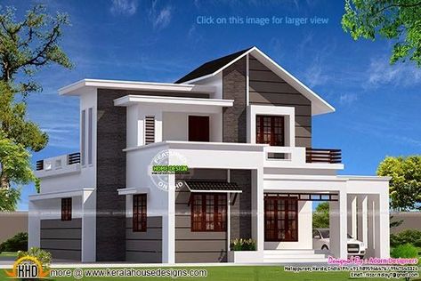 Modern mix small double storied house | Kerala home design | Bloglovin’ Flat Roof House Designs, Kerala Home Design, Double Story House, Kerala Home, Kerala House, 1000 Sq Ft, House Outer Design, House Roof Design, Roof House