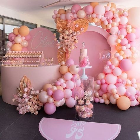 Baby Shower Connoisseur on Instagram: “This is the sweetest, most pink ballerina party ever🩰💗 @luxecoutureevents . . . #ballerinathemedparty #ballerinadecor #pinkpartydecor…” Ballerina Decor, Ballerina Party, Girl Birthday Decorations, Gold Birthday Party, Balloon Delivery, Birthday Balloon Decorations, Shower Centerpieces, Fairy Birthday, Kraf Diy