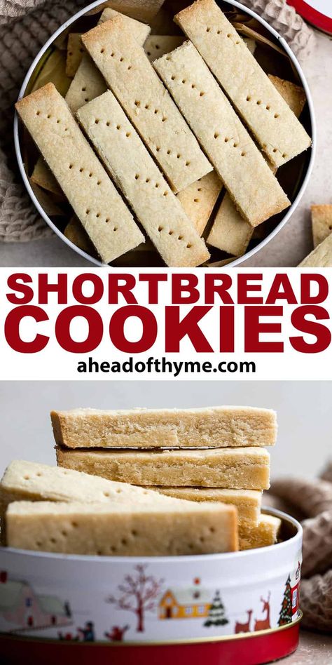 These crisp, buttery, classic Shortbread Cookies are just what the holiday season calls for. They’re sweet, and so light that they practically dissolve in your mouth. They pair well with hot beverages and can hold their own in holiday cookie boxes. With just a handful of pantry staples, you can make these Scottish shortbread bars from scratch in less than an hour. The dough freezes well and you can easily stock up. | aheadofthyme.com #shortbreadcookies #scottishshortbread #sh via @aheadofthyme Easy Shortbread Cookies, Seafood Noodles, Pumpkin Alfredo, Rice Cookies, Easy Shortbread, Cranberry Orange Shortbread Cookies, Scottish Shortbread, Shortbread Cookies Easy, Cookies Shortbread