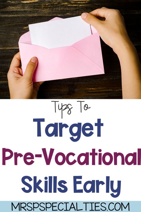 Pre-Vocational Skills: Tips For Targeting Early · Mrs. P's Specialties Pre Vocational Activities Special Needs, Prevocational Activities Life Skills, Task Bins, Classroom 2023, Vocational Activities, Teacher Corner, Elementary Special Education Classroom, Vocational Tasks, Life Skills Class