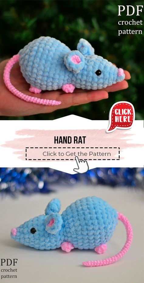 crochet Hand Rat easy pattern - Easy Crochet Amigurum Pattern for Beginners. Click to Get the Pattern #Amigurum #crochetpattern #crochet via @shareapattern.com Magical Crochet, Kat Haken, Aesthetic Patterns, Mini Basket, Crochet Toys Free, Easy Crochet Animals, Crochet Aesthetic, Confection Au Crochet, Crochet Animals Free Patterns