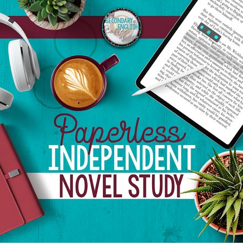 Paperless Independent Novel Study - The Secondary English Coffee Shop Novel Study Middle School, Novel Study Activities For Any Book, Restart Novel Study, Independent Novel Study, Frindle Novel Study Free, English Coffee Shop, Reading Connections, Classroom Book Clubs, Digital Lesson Plans