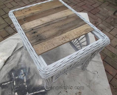 replacing table top glass for free , outdoor furniture, painted furniture, pallet, woodworking projects Pallets Outdoor, Patio Table Top, Painted Outdoor Furniture, Pallet Outdoor Furniture, Pallet Patio, Wicker Table, Wicker Decor, Pallet Outdoor, Outdoor Furniture Plans