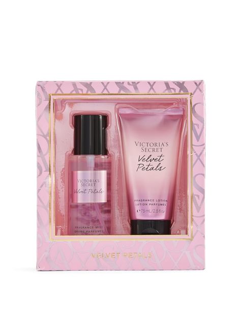 Victoria's Secret Velvet Petals 2 Piece Mini Mist & Lotion Gift Set Victoria's Secret Velvet Petals, Victoria Secret Gifts, Perfume Victoria Secret, Almond Glaze, Victoria Secret Love Spell, Lotion Gift, Victorias Secret Set, Mini Fragrance, Victoria Secret Fragrances