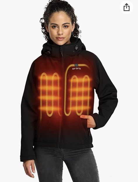 Heated Jacket Ororo womens Winter Outdoors, Heated Jacket, Classic Jacket, Water Resistant Fabric, Soft Shell, Detachable Hood, Jacket Buttons, Battery Pack, Womens Vest