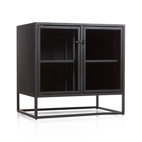 Casement Black Small Sideboard + Reviews | Crate and Barrel Narrow Sideboard, Sideboards And Buffets, Metal Sideboard, Dining Room Industrial, Urban Interiors, Small Sideboard, Black Sideboard, Metal Dining Table, Casement Windows