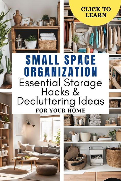 Small Space Organization Essential Storage Hacks and Decluttering Ideas For Your Home Home Organization Items, Organization Ideas For The Apartment, Apartment Living Hacks, Small Apartment Organization Hacks, Organized Clutter Aesthetic, Organization Ideas For Small Home, Organization Ideas For Small Apartments, Organization Ideas For Apartments, Small Home Organization Ideas