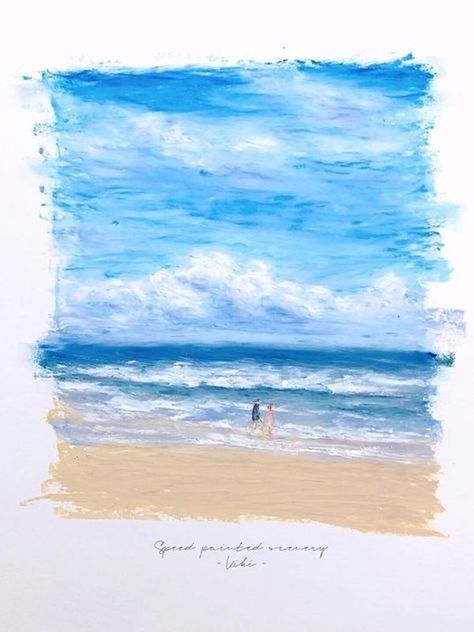 Beach Drawing Oil Pastels, Oilpastel Scenery Drawing, Oil Pastel Seascape, Oil Pastel On Wood, Scenery With Oil Pastels, Oil Pastel Art Sea, Oil Pastel Art Scenery, Soft Pastel Scenery, Oil Pastel Ocean