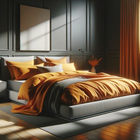 15  Bomb Colors That Go Sick with Gray Bedding Grey And Mustard Bedroom, Mustard Bedroom, Dark Bedrooms, Mustard Bedding, Gray Bedding, Dark Bedroom, My Jam, Grey Bedding, Bedroom Ideas