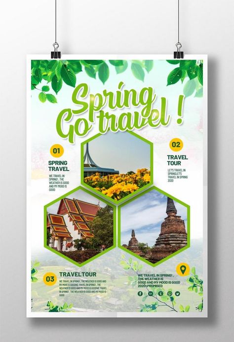 Green leaf spring travel poster design#pikbest#Templates Green Poster Design, Combination With Green, Minimal Desktop Wallpaper, Green Poster, Travel Poster Design, Poster Color, Spring Travel, Spring Trip, Green Spring