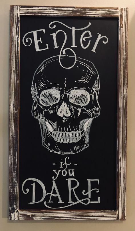 Halloween Sandwich Board Sign, Spooky Season Chalkboard Art, Skeleton Chalkboard Art, Spooky Chalkboard Art, October Chalkboard Art, Halloween Chalkboard Ideas, Halloween Chalk Art, Chalkboard Art Kitchen, Blackboard Ideas