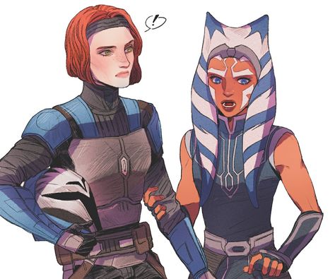 Ashoka And Bo Katan, Ahsoka X Bo Katan, Bo Katan Fan Art, Ahsoka And Bo Katan, Bo Katan Kryze Fanart, Ashoka Tano Fanart, Ahsoka Fanart, Delta Squad, Bo Katan