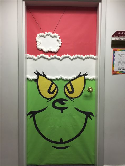 Holiday Classroom Doors, Grinch Door, Door Decorations Classroom Christmas, Holiday Door Decorations, Classroom Christmas Decorations, Christmas Door Decorating Contest, Christmas Classroom Door, Grinch Decorations, Grinch Christmas Party