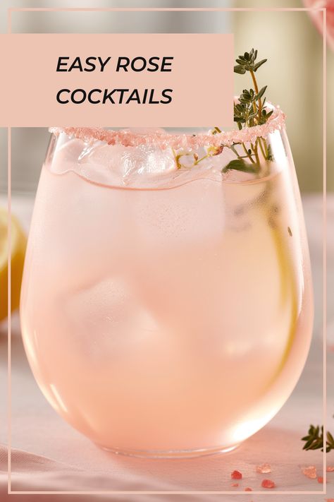 Discover a variety of quick and delightful rose cocktail recipes, including a floral elixir, a refreshing rose mocktail, and a zesty rose lemonade. Try the rose mocktail for a unique blend of floral, tangy, and effervescent flavors enhanced with thyme, honey, and ginger. Mocktails Floral, Rose Cocktails, Rose Cocktail Recipes, Cottage Recipes, Rose Drink, Cottage Meals, Thyme Honey, Easy Rose, Rose Lemonade