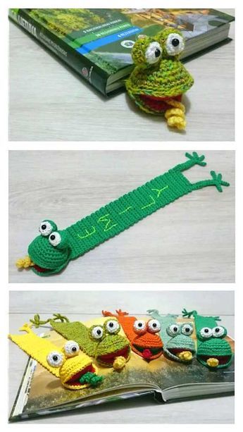 Crochet Bookmarks Free Patterns Animals, Crochet Frog Bookmark, Crocheted Bookmarks, Frog Bookmark, Crochet Ornaments Free Pattern, Bookmark Crochet Tutorial, Diy Wallet Pattern, Crochet Bookmarks Free Patterns, Bookmark Easy