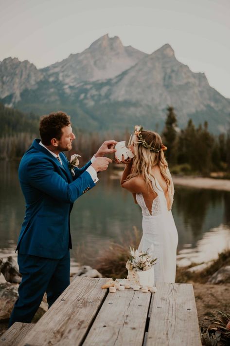 Mountain Wedding Dress, Spring Hiking, How To Elope, West Yellowstone, Spring Outdoor, Boho Wedding Inspiration, Oregon Washington, Elopement Dress, National Park Wedding