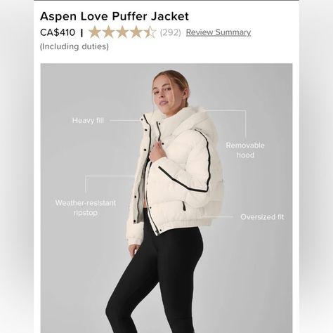 Alo Yoga Aspen love Puffer jacket size Xs in Ivory Magnolia Pearl, Alo Yoga, Aspen, Puffer Jacket, The Box, Magnolia, Puffer, Yoga, Outfit Inspo