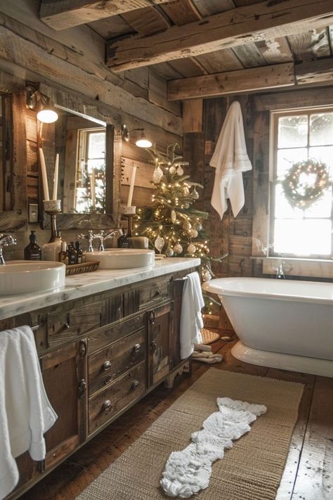 Rustic House Decor Ideas, Rustic Cottage Bathroom, Barndo Interior, Rustic House Decor, Unique Bathrooms, Cosy Bathroom, Rustic Bathroom Ideas, House Decor Ideas, House Aesthetics