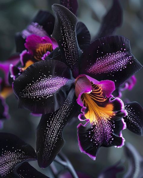 Agatha Dragon Kingdom, Flower Gallery, Goth Garden, Orchid Bouquet, Gothic Garden, Flowers Petals, Unusual Flowers, Flower Therapy, Purple Orchids