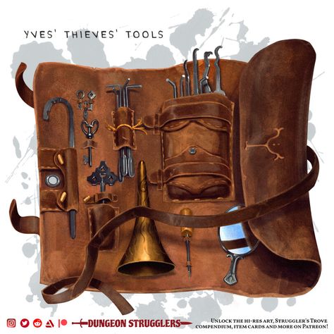 Thieves Tools, D D Items, Props Art, Arte Robot, Fantasy Props, Arte Cyberpunk, Dungeons And Dragons Homebrew, Dungeon Master, Monster Art