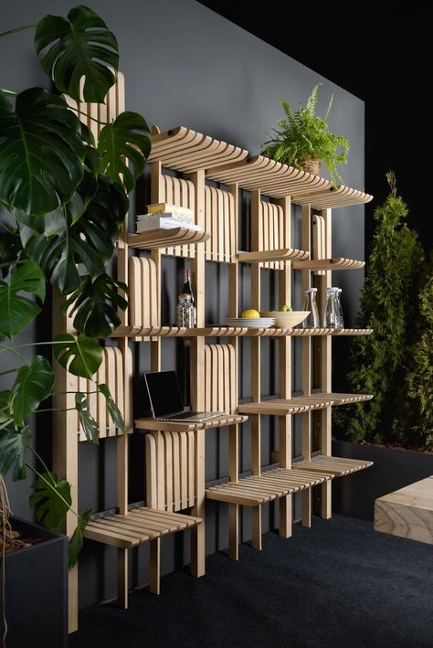 GATE furniture system by Zakharchitects | Archello Modular Furniture System, Gate Furniture, Product Box, Wall Shelves Design, Modular Shelving, Wood Wall Shelf, Floating Wall Shelves, Decorating Shelves, Modern Bedroom Decor