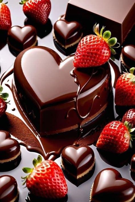 Chocolate Valentine, Strawberry Sugar Cookies, Romantic Desserts, Cake Wallpaper, Heart Chocolate, Chocolate Dreams, Valentine Cake, I Love Chocolate, Valentine Chocolate