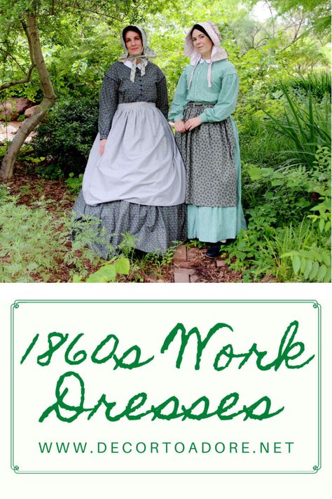 1860s Work Dresses - Decor to Adore 1860 Work Dress Pattern, 1860s Dress Pattern, Pioneer Dress Pattern Free, 1860s Work Dress, Victorian Clothes Women, 1880s Fashion Poor, 1865 Fashion, 1860s Day Dress, Samurai Photography