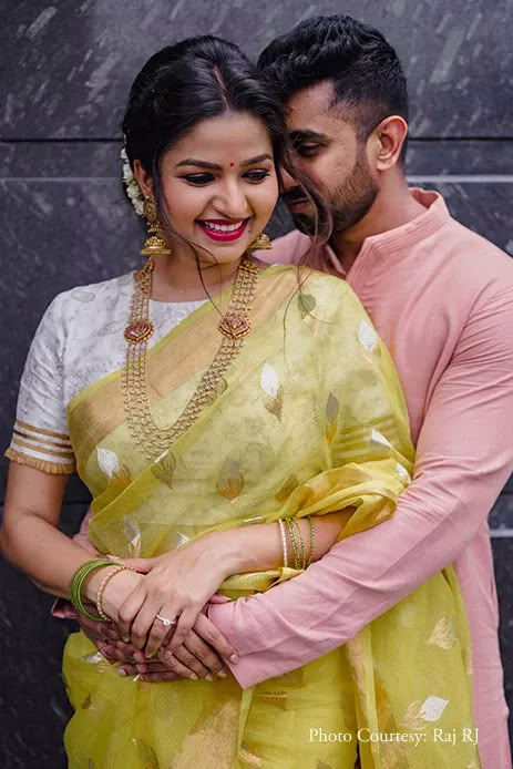 South Indian Couple, Nithya Ram, Maternity Photography Poses Couple, Indian Wedding Poses, Pre Wedding Photoshoot Outfit, Indian Couple, Engagement Photography Poses, Couple Wedding Dress, Indian Wedding Couple Photography