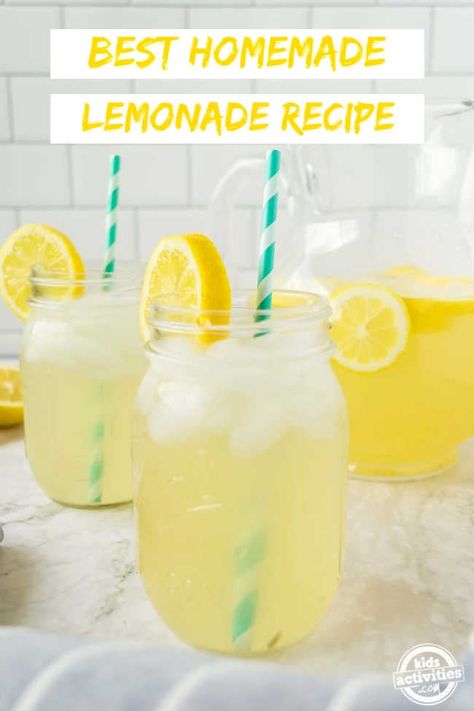 You must try this simple 3-ingredient homemade lemonade recipe this summer. I love that it takes less than 5 minutes and has no preparation! Best Homemade Lemonade, Fresh Lemonade Recipe, Homemade Lemonade Recipe, Good Lemonade Recipe, Easy Lemonade Recipe, Diy Lemonade, Strawberry Lemonade Recipe, Homemade Lemonade Recipes, Best Lemonade