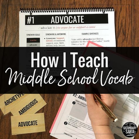 Teaching Vocabulary High School, High School Literacy Activities, Teaching Vocabulary Middle School, 7th Grade Vocabulary Words, Vocabulary Activities Middle School, Middle School Vocabulary, Middle School English Classroom, Middle School Grammar, Teach Vocabulary