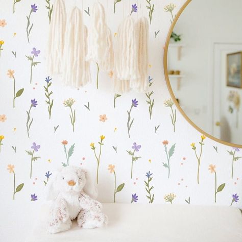 Wild Flower Nursery, Flowers Decal, Wild Leaves, Cottagecore Bedroom, Floral Wall Decals, Sweet Flowers, Flower Wall Decals, Nursery Room Inspiration, Deco Stickers