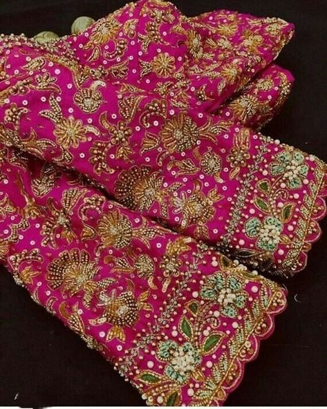 Embroidery French Knot, Gold Blouse Designs, Green Blouse Designs, Pink Blouse Designs, Blue Blouse Designs, Maggam Blouse, Silk Saree Blouse Designs Patterns, Latest Bridal Blouse Designs, Blouse Designs Catalogue