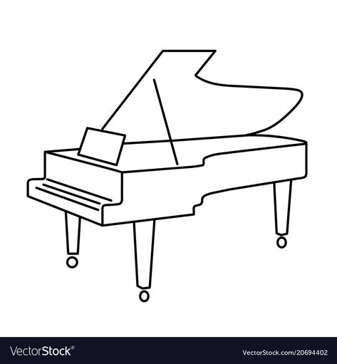 Illustrations Black And White, How To Draw Piano, Drawing A Piano, Draw Piano, Piano Doodle, How To Draw A Piano, Piano Drawings, Music Images Art, Grand Piano Tattoo