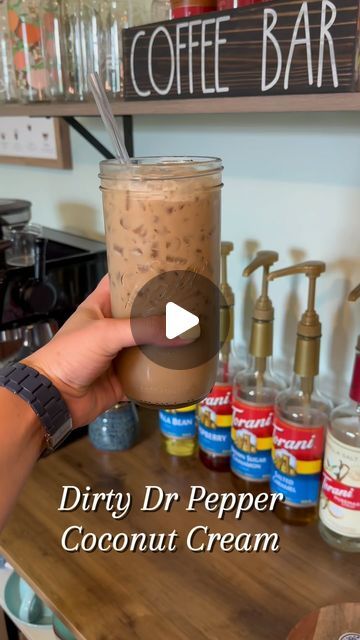 Jess | The Coffee RN on Instagram: "✨Dirty Dr Pepper Coconut Cream✨  Not my usual drink content but I got a lot of questions about this drink after I shared it in my stories last week!  If you can’t find the coconut Dr Pepper you can definitely use regular Dr Pepper with a splash of coconut syrup  I used: @drpepper Zero Sugar Coconut Cream  @chobani Sweet Cream creamer Ice  #dirtysoda #dirtydrpepper #coconutcream #zerosugar #drinksofinstagram #drinksofsummer #aesthetic" Dr Pepper Coconut Cream, Dr Pepper Creamy Coconut, Dr Pepper Drinks Ideas, Dirty Dr Pepper Recipe, Dirty Dr Pepper, Soda Drinks Recipes, Vanilla Drinks, Diet Dr Pepper, Coconut Creamer