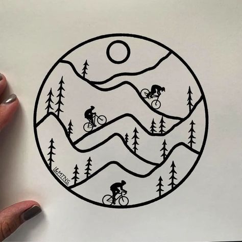 I'm glad to present you The Art of @linesandmountains " Which one are you? Lots of cycling and Mountainbike requests in my story last… | Instagram Bike Drawing Aesthetic, Mountain Trail Drawing, Mountain Biking Drawing, Bicycle Art Illustration, Bike Illustration Simple, Biking Drawing, Mountain Bike Drawing, Bike Drawing Simple, Biking Tattoo